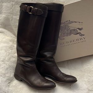 Burberry Haymarket Flat Riding Boot - Size 37.5